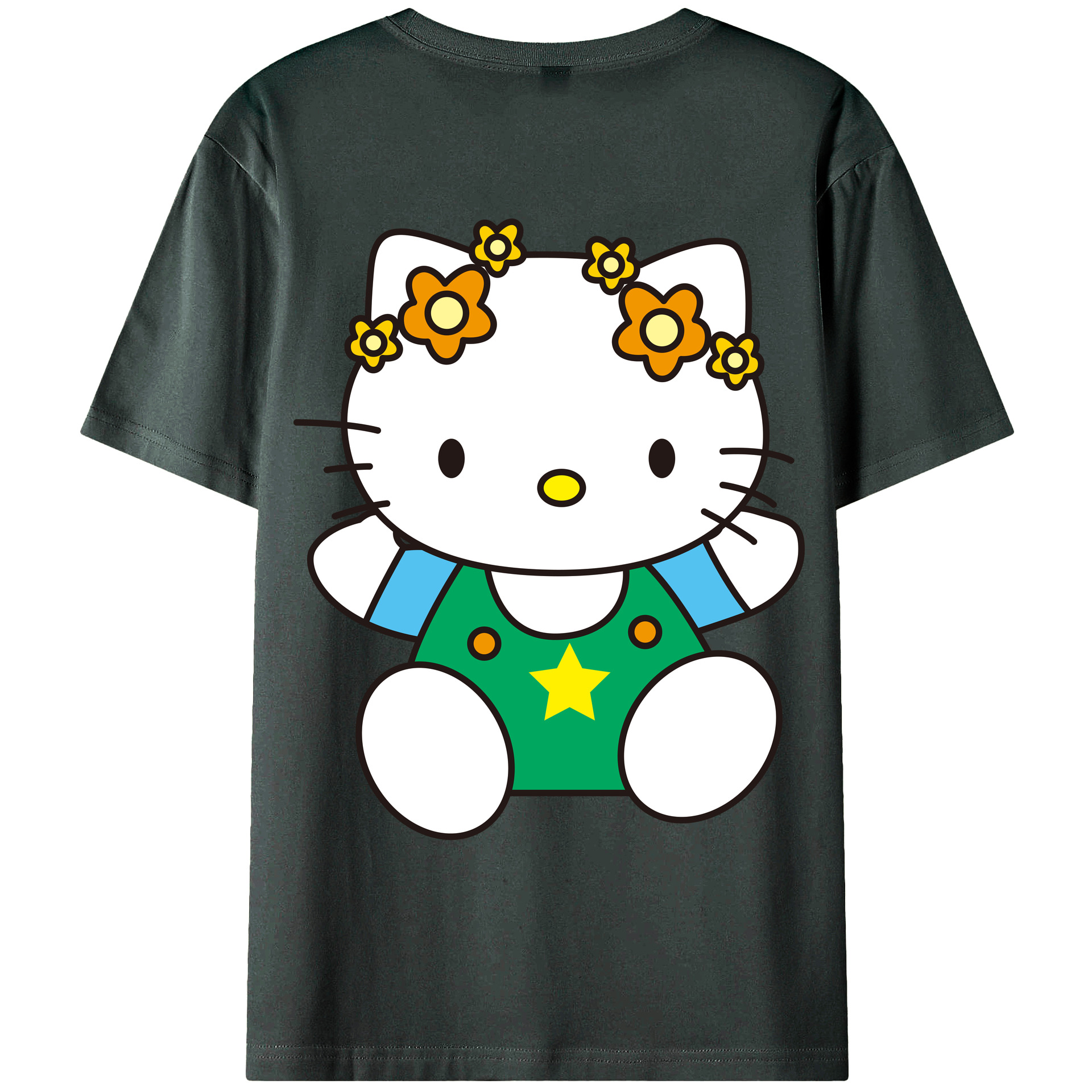 （画像用） Hello Kitty ハローキティ 綿100％ メンズ半袖Tシャツ（バックプリント） 通気性
